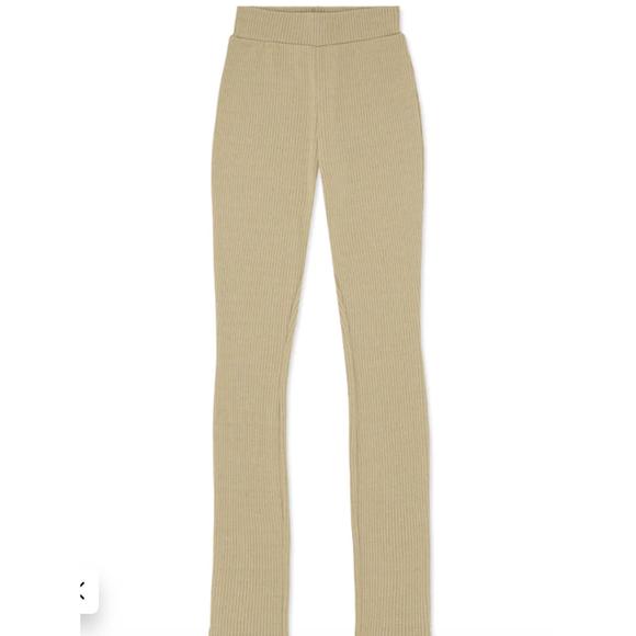 NEW WE WORE WHAT oat ribbed flare pants in oat - Picture 6 of 6